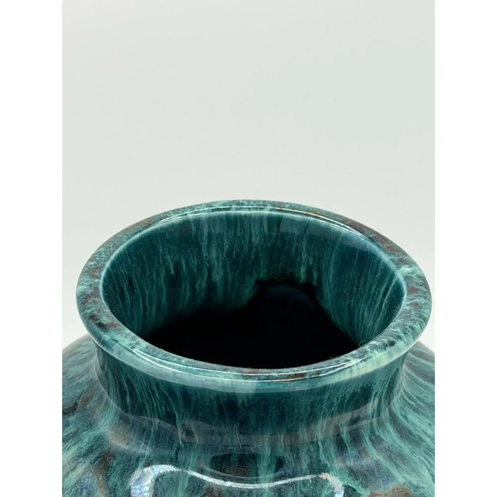 Vintage Studio Pottery Drip Glaze Vase Blue Green ~6